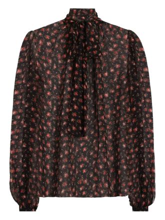 Dolce & Gabbana tie-neck floral blouse - Black