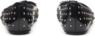 Marc Jacobs Womens Logo-Studded Leather Ballet Flats Black Upper Rubber