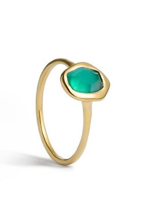 Monica Vinader Odyssey Stone Ring in 18K Gold Vermeil /Green Onyx at Nordstrom, Size 6.75