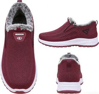 Generic Winter Fleece-Lined Slip-On Sneakers for Women- Non-Slip Sole, Comfortable Casual Shoes for Cold Weather Daily Wear (Purple, Adult, Women, 2.5, Numeri