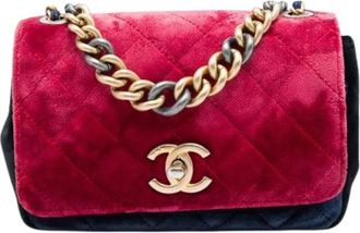 Chanel Pre-owned Vintage Quilted Velvet Satchel - Dames - Vintage Schoudertas - Rood - ONE Size - Leer - Vintage
