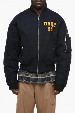 Dsquared2 Bomber 80S in Feltro di Lana con Logo a Contrasto taglia 50