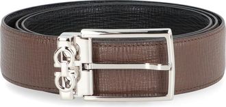 Ferragamo Brown Reversible Textured Cut To Size Belt