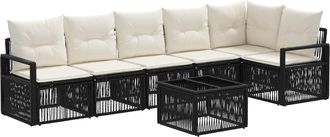 vidaXL Conjunto De Sof&aacute;s De Jard&iacute;n 7 Uds. Negro Rat&aacute;n Sint&eacute;tico Vidaxl