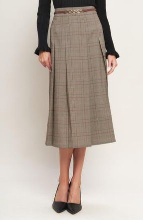 Flying Tomato Plaid Midi Skirt in Brown at Nordstrom Rack, Size Medium