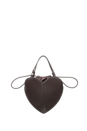 Rotate Brown Leather Adjustable-Handle Heart Shoulder Bag