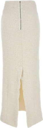 Balenciaga Womens White Stretch Boucla&uml; Skirt - Ivory Cotton - Size Small