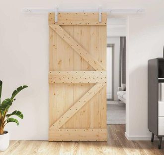 vidaXL Vidaxl - Puerta Corredera Con Herrajes Madera Maciza De Pino 95x210 Cm