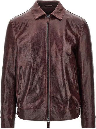 Emporio Armani Leather jacket with wrinkled effect Man 48
