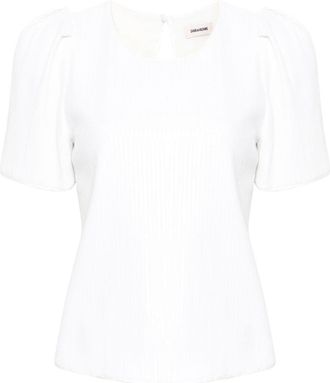 Zadig&Voltaire Tchao sequinned T-shirt - women - Organic Cotton/Elastane/Silk/Viscose/Mother of Pearl/Polyester - L - White