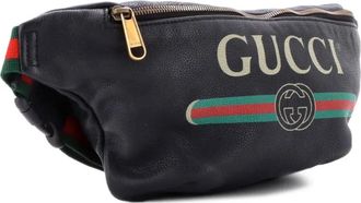 Gucci Logo Printed Leather Medium belt bag - Nero
