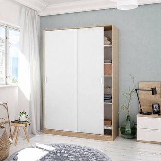 Dmora Guardaroba 2 Ante - 3 Ripiani Appendiabiti, Marrone Rovere, -, 120x200h Cm Cumana