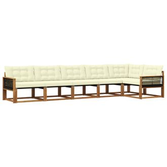 vidaXL Conjunto De Sof&aacute;s De Exterior Con Coj&iacute;n 6 Pcs Natural Y Crema Vidaxl