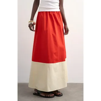 Topshop Colorblock Maxi Skirt in Orange at Nordstrom, Size 12