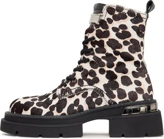 Cesare Gaspari Schoenen, Dames, Bruin, 40 EU, Leer, Klassieke leren platform enkellaarsjes Luna - Luipaard