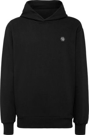 Philipp Plein hoodie met logo-patch en lange mouwen - Heren - Hoodies - Zwart - L - Katoen - Hoodies & sweatvesten