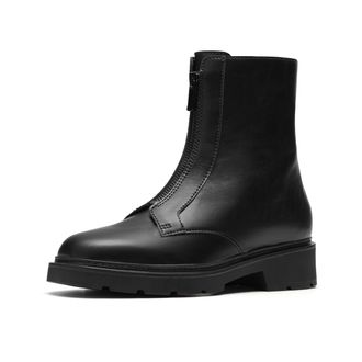 Clarks Premium Womens Lauryl Zip Combat Boot, Black Leather, 4.5 UK