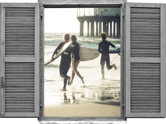 Queence Wandtattoo »Surfer« Wandsticker, Wandbild, selbstklebend, 3D, Fenster