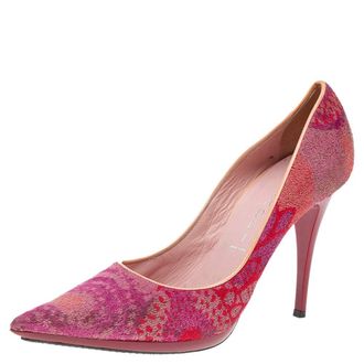 Casadei Multicolor Fabric And Leather Pointed Toe Pumps