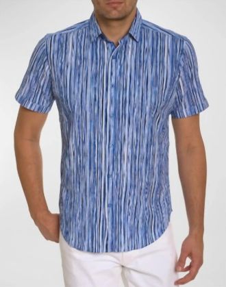 Robert Graham Flashback Seersucker Stripe Shirt In Blue
