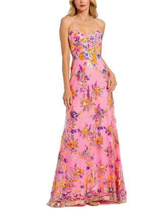 Mac Duggal Floral Sequin Lace Gown With Sweetheart Neckline