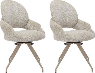Vente-Unique Lote de 2 sillas giratorias de tweed y metal color topo - Crema - VALIANA