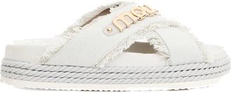 Mou Witte Gekruiste Sandalen met Raffel Finish - Dames - Sandalen - Wit - 39 EU - Schoenen