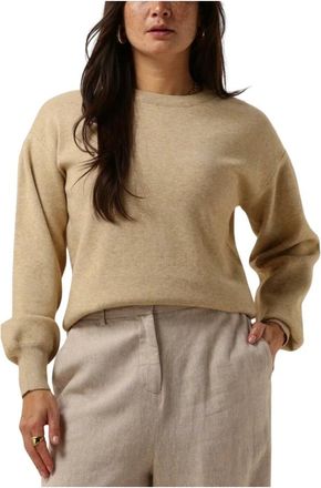 Minus Zand Knit Pullover Stijlvolle Wintertrui - Dames - Ronde hals truien - Beige - XL - Truien & Vesten