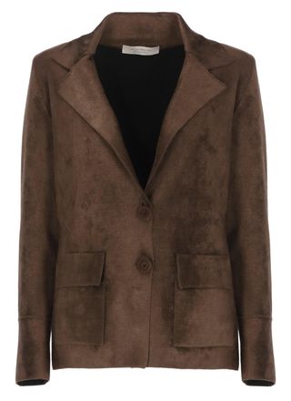 D.exterior Brown Wool-Blend Classic Blazer