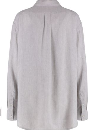 Toteme Womens Rounded-Hem Viscose Shirt Gray