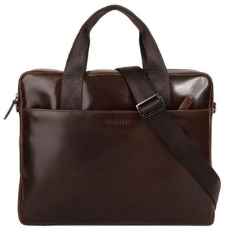 Bugatti Aktentasche BUGATTI ROMANO, Herren, Gr. B/H/T: 36cm x 29cm x 7cm onesize, braun, Leder, leicht gl&auml;nzend, unifarben, Taschen Aktentasche, echt Leder