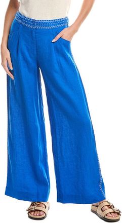 Johnny Was Wide Leg Pleated Linen Pant