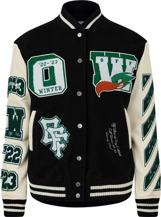 Off-white Womens Off White Off Embr Varsity in Black - Size 8 UK