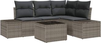 vidaXL Garden Sofa Set with Storage Light Grey Poly Rattan vidaXL