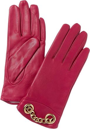 Bruno Magli Chain Cuff Cashmere-Lined Leather Gloves