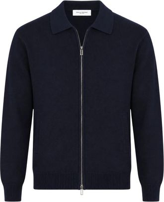 Paolo Pecora Gebreide Ritsvest - Heren - Vesten - Blauw - L - Wol - Truien & Vesten