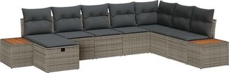 vidaXL Garden Sofa Set with Cushion 8 pcs Grey Poly rattan Vidaxl