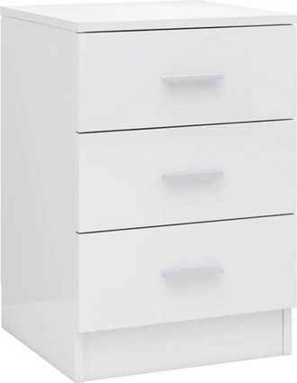 vidaXL Vidaxl - Bedside Cabinet High Gloss White 38x35x56 cm Engineered Wood