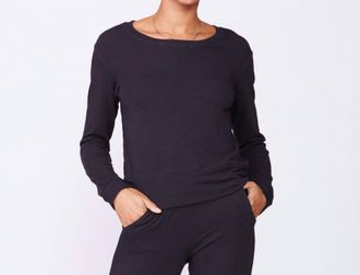 Monrow Supersoft Crew Neck Sweatshirt In Faded Black