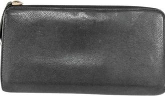 Louis Vuitton Black Leather Long Wallet (Bi-Fold) (Pre-Owned)