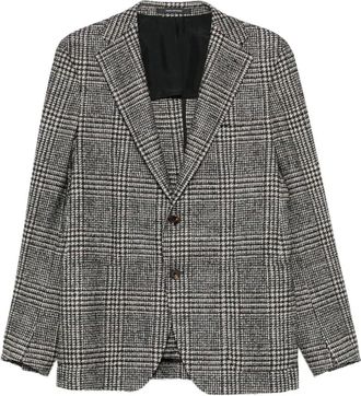 Tagliatore Geruit jack met knoop - Grijs