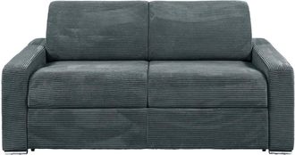 VENTE-UNIQUE.COM Sof&aacute; cama terciopelo 3 plazas gris antracita 194x223cm