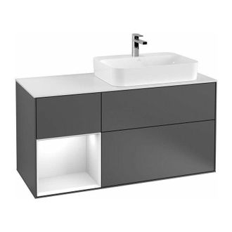 Villeroy & Boch Villeroy&boch - Finion, Muebles De Ba&ntilde;o, 1200 X 603 X 501 Mm, Angular, Con Estanter&iacute;a (iluminada), Modelo Suspendido, En Madera, Lavabo A La Derecha, 