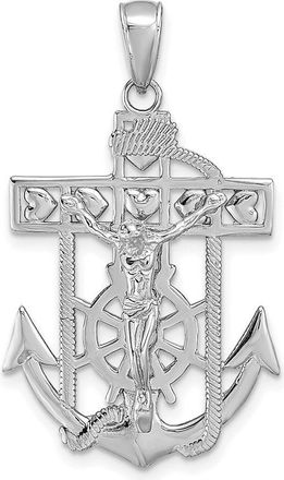 Diamond2Deal 14k White Gold Mariners Crucifix Pendant