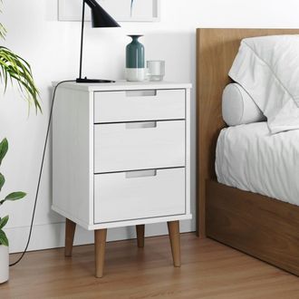 vidaXL Vidaxl - Mesita De Noche Molde Madera Maciza De Pino Blanca 40x35x65 Cm