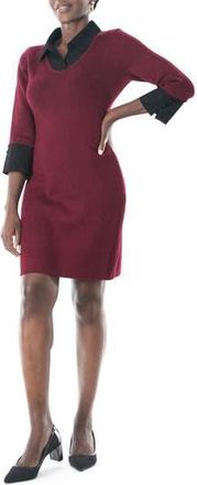 Nina Leonard Twofer Sweater Dress in Wine/Black at Nordstrom Rack, Size X-Large