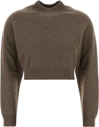 Jil Sander Wool Blend Cropped Sweater - Dames - Coltruien - Bruin - XL - Wol - Truien & Vesten