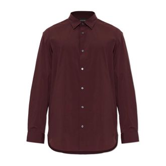 Emporio Armani Klassiek Overhemd - Heren - Zakelijke Overhemden - Rood - L - Satijn - Overhemden