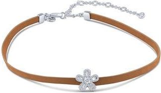 Kenneth Jay Lane Cubic Zirconia Pav&eacute; Flower Choker Necklace in Natural/silver at Nordstrom Rack