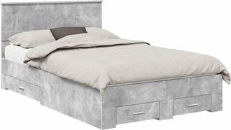 vidaXL Estructura De Cama Con Cabecera Gris Concreto 120 X 200 Cm Vidaxl